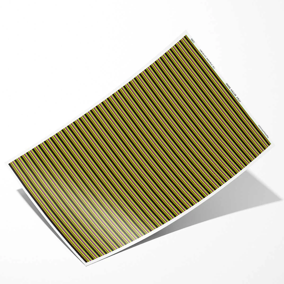 Wide Green Halloween Stripe - Dollhouse Wallpaper