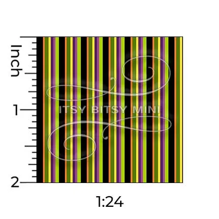Wide Green Halloween Stripe - Dollhouse Wallpaper