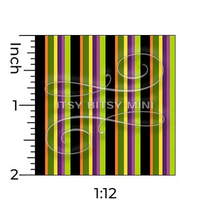 Wide Green Halloween Stripe - Dollhouse Wallpaper