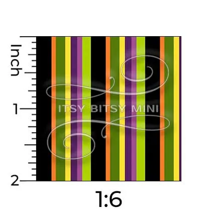Wide Green Halloween Stripe - Dollhouse Wallpaper
