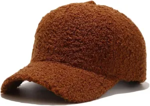 Winter Baseball Cap for Women Lamb Wool Solid Color Warm Baseball Cap for Outdoor Travel