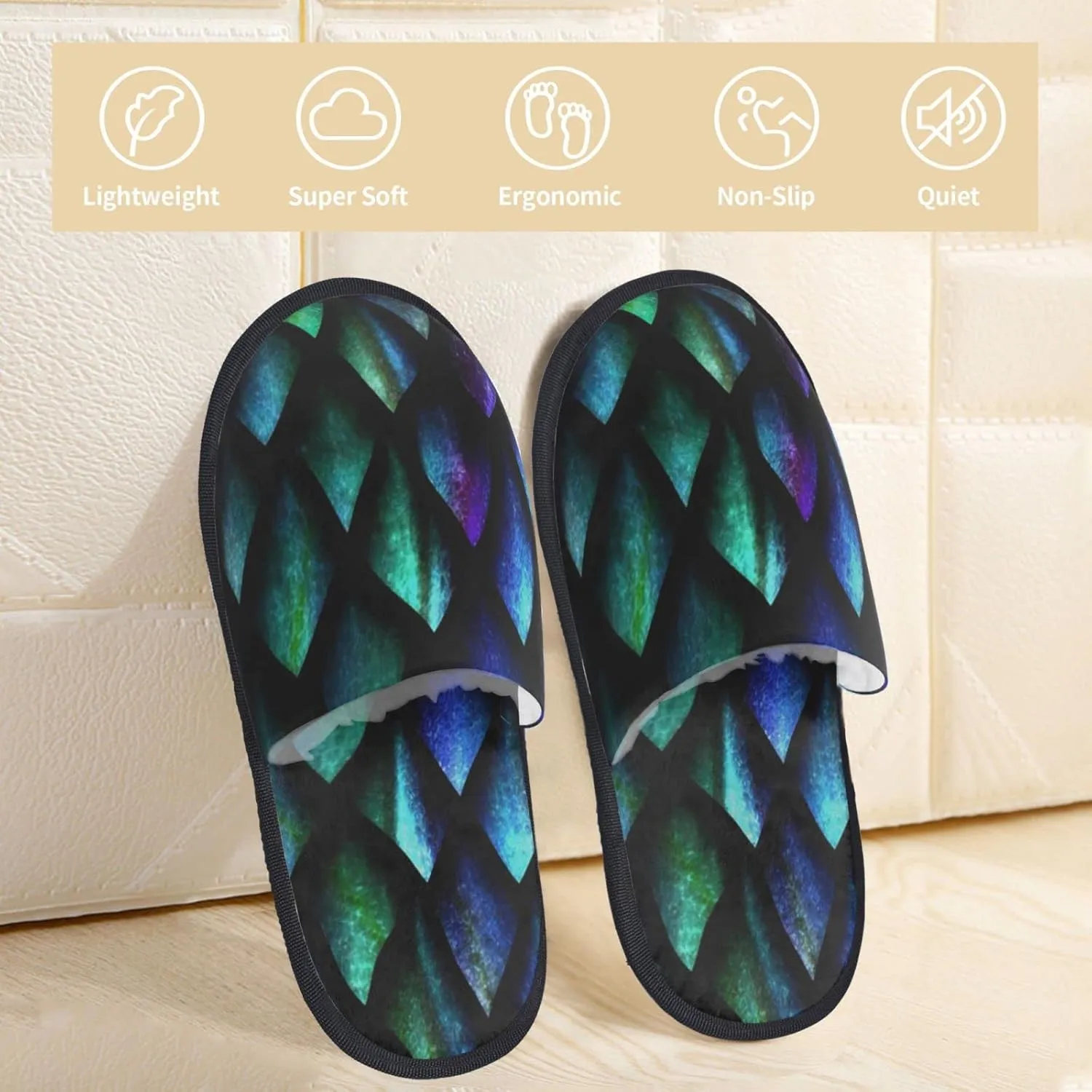 Winter House Shoes Fluffy Slippers Texture Of Dragon Scales Warm Indoor House Slippers For Men Women