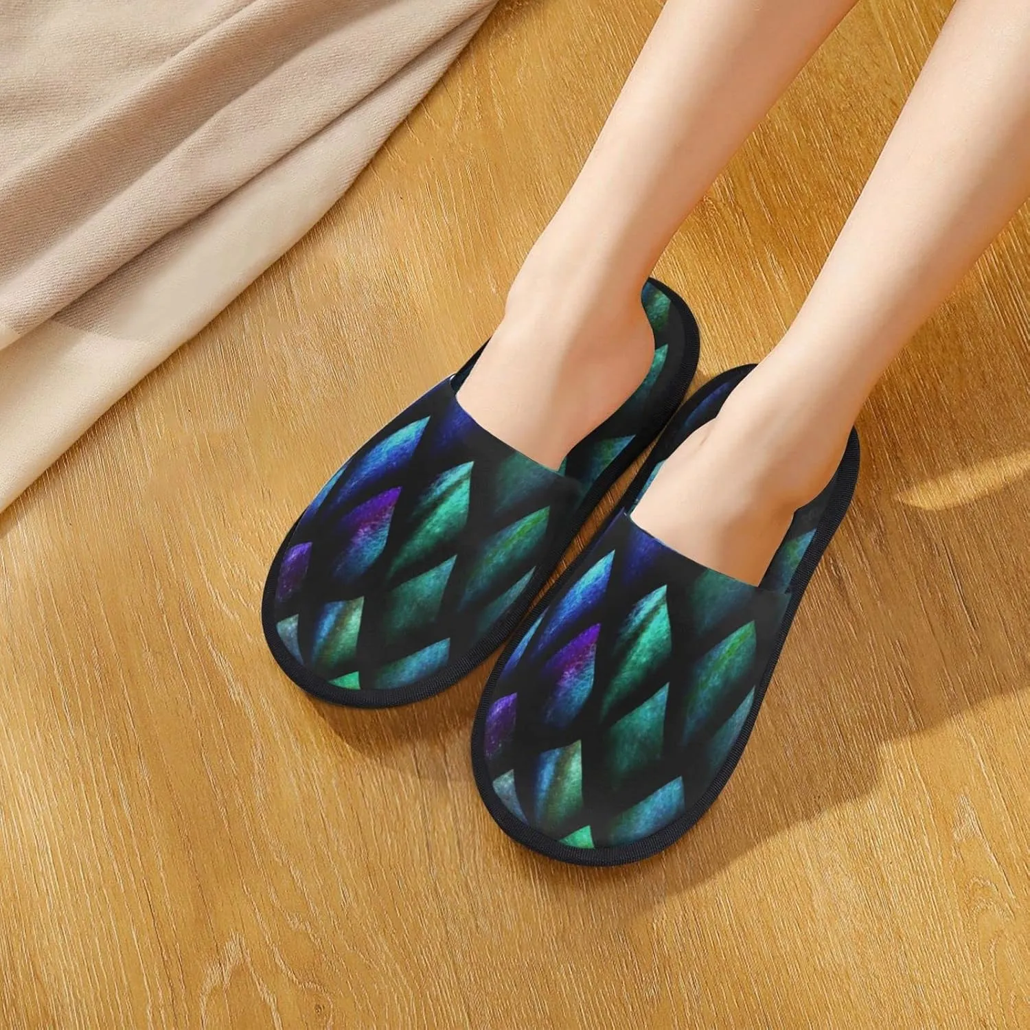 Winter House Shoes Fluffy Slippers Texture Of Dragon Scales Warm Indoor House Slippers For Men Women