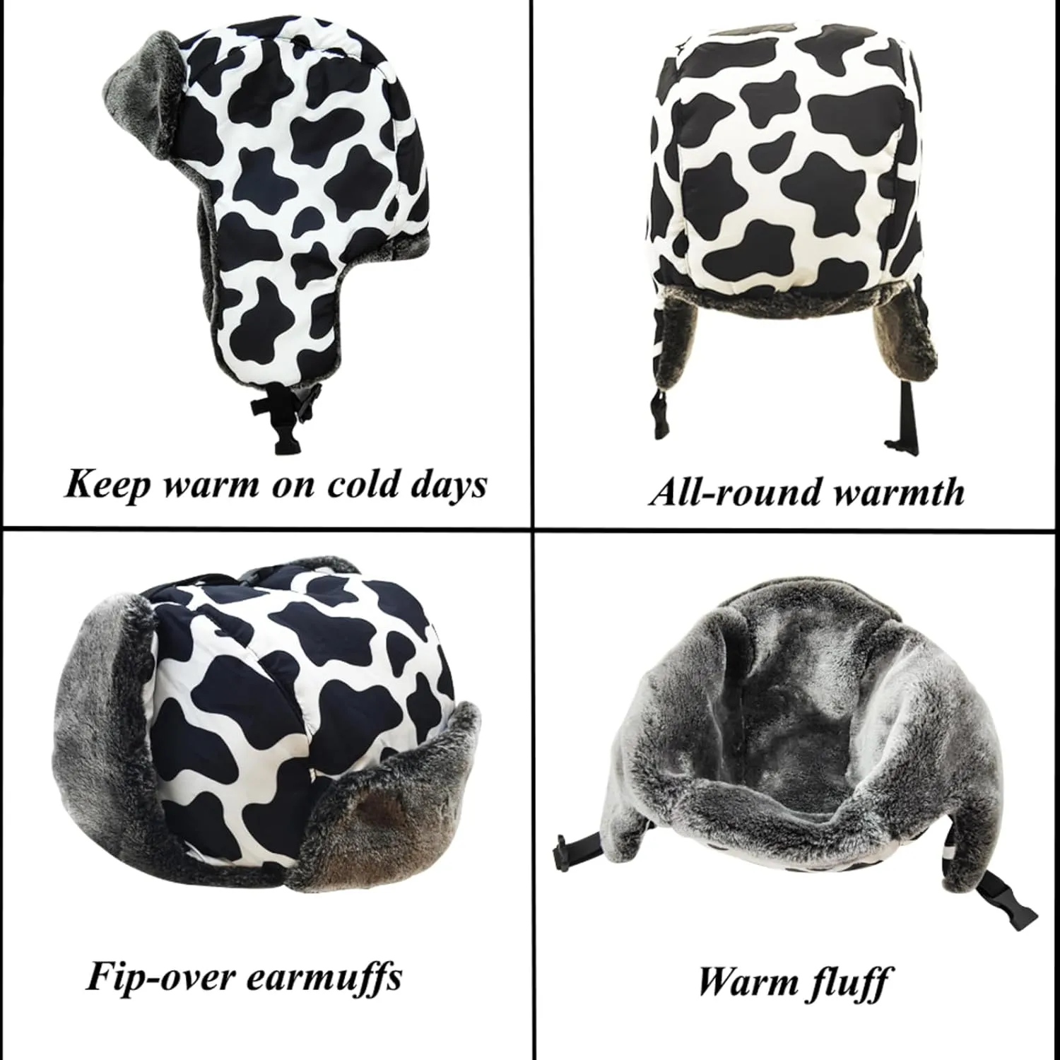 Winter Hunter Hat for Men and Women with Buttons for Cold Weather Warm Aviator Hat