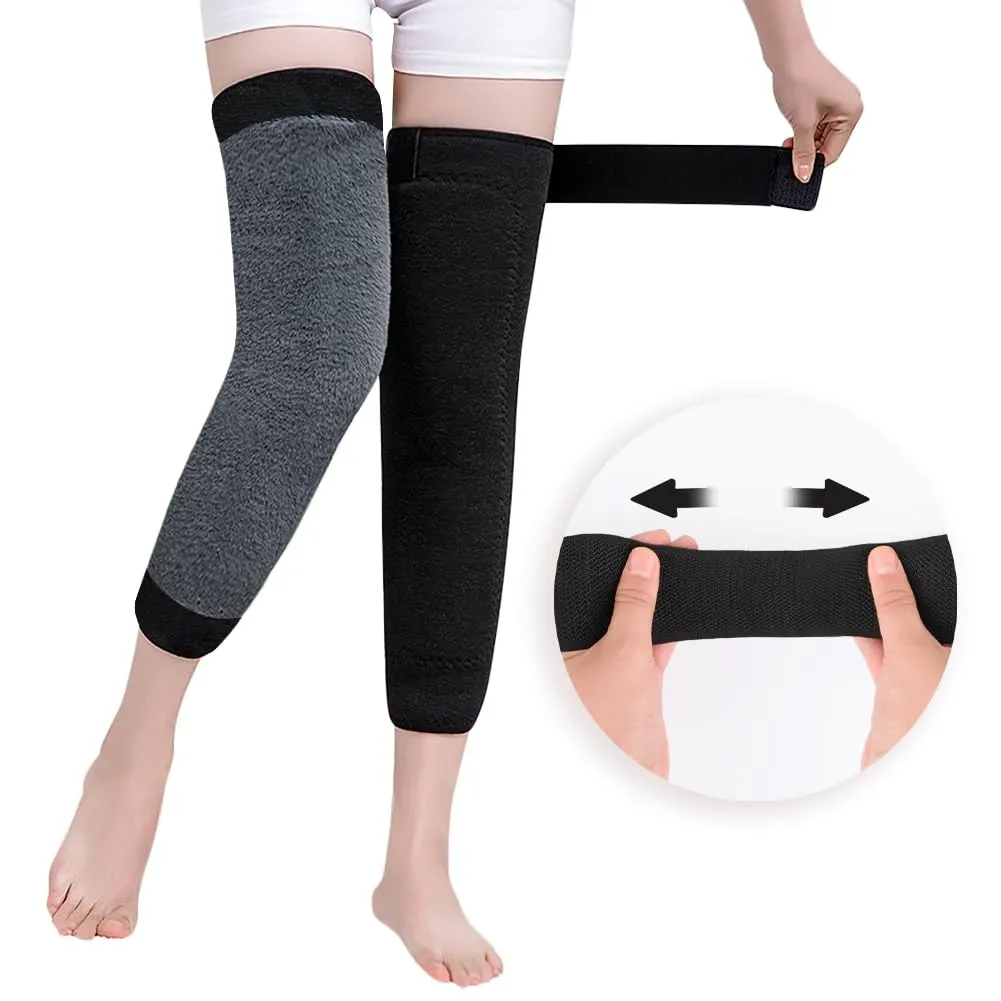 Winter Warm Knee Braces Thick Plush Leg Knee Pads Sleeves Men Women Adjustable Thermal Knee Warmer Support for Cycling Ski