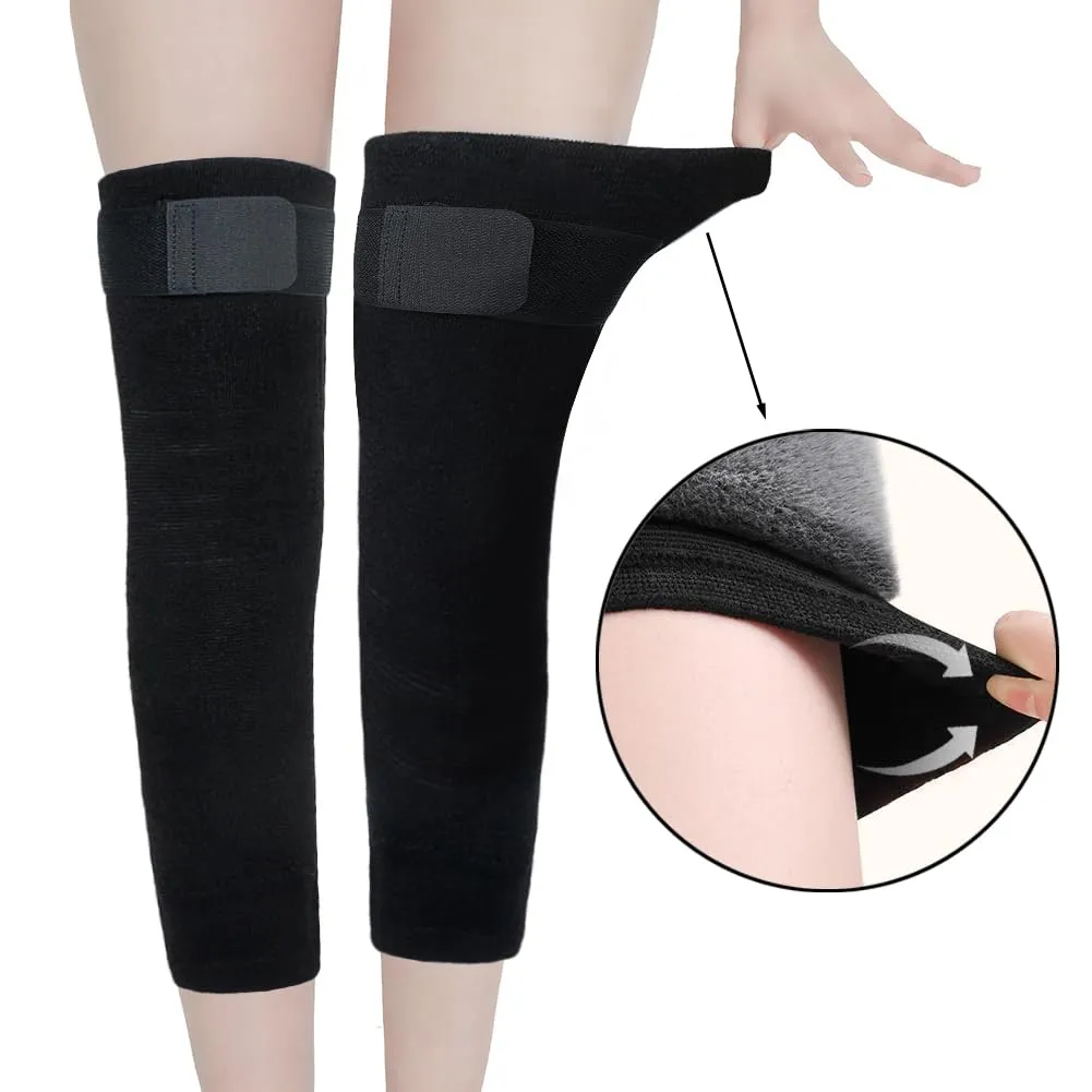Winter Warm Knee Braces Thick Plush Leg Knee Pads Sleeves Men Women Adjustable Thermal Knee Warmer Support for Cycling Ski