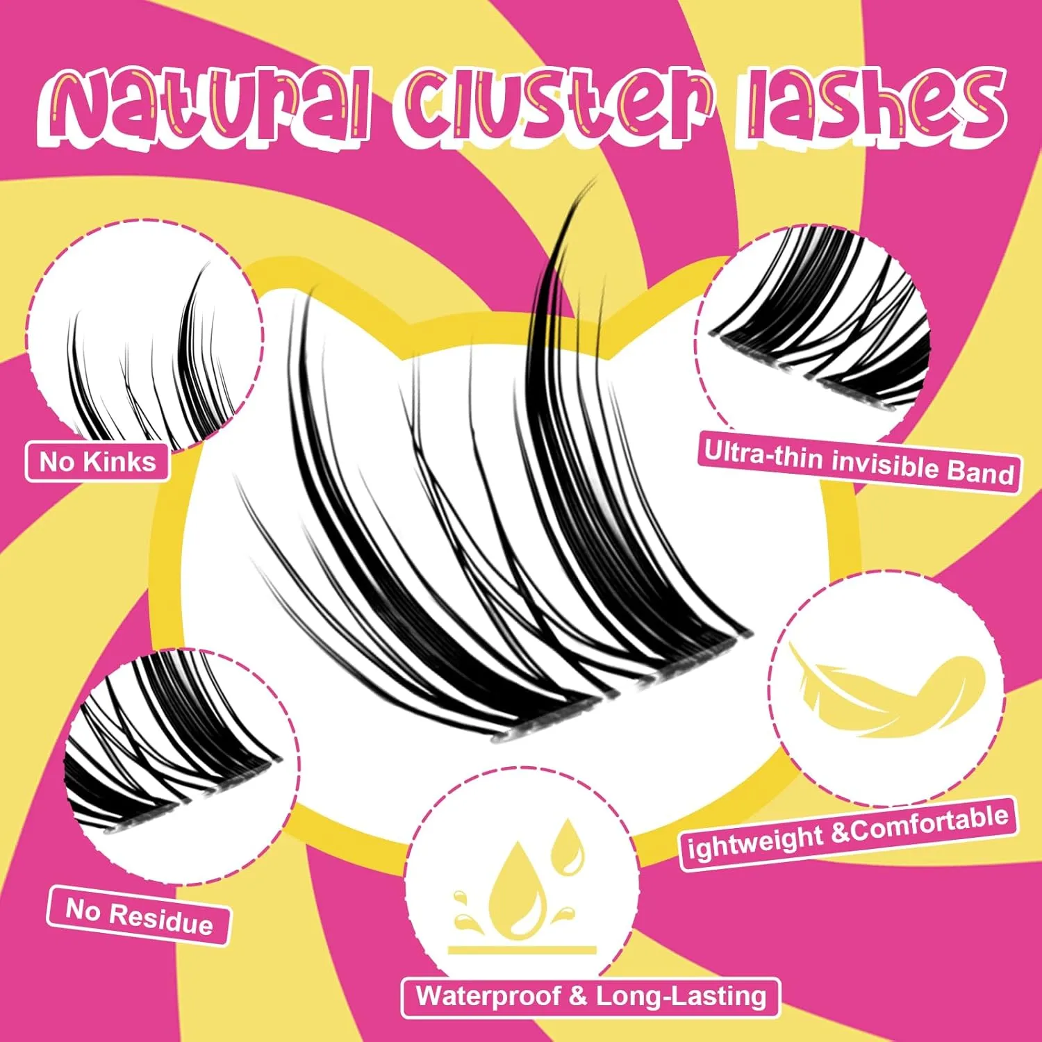 Wispy Lash Clusters D Curl DIY Lash Extension Kit and Lash Clusters 8-18mm with Bond, Seal, and Remover - Invisible Band Lashes, Spike Eyelashes Glue-Free Lower Lashes, Freya-kit