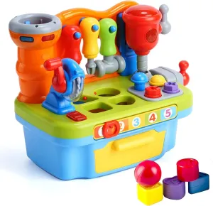 Woby Multifunctional Musical Learning Tool Workbench Toy Set for Kids with Shape Sorter Tools