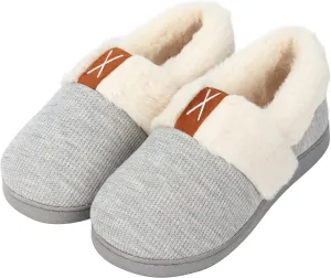 Women Slippers Comfy House Winter Slippers with Faux Fur Lining Memory Foam Anti-Skid Rubber Sole Fluffy Shoes Indoor Outdoor