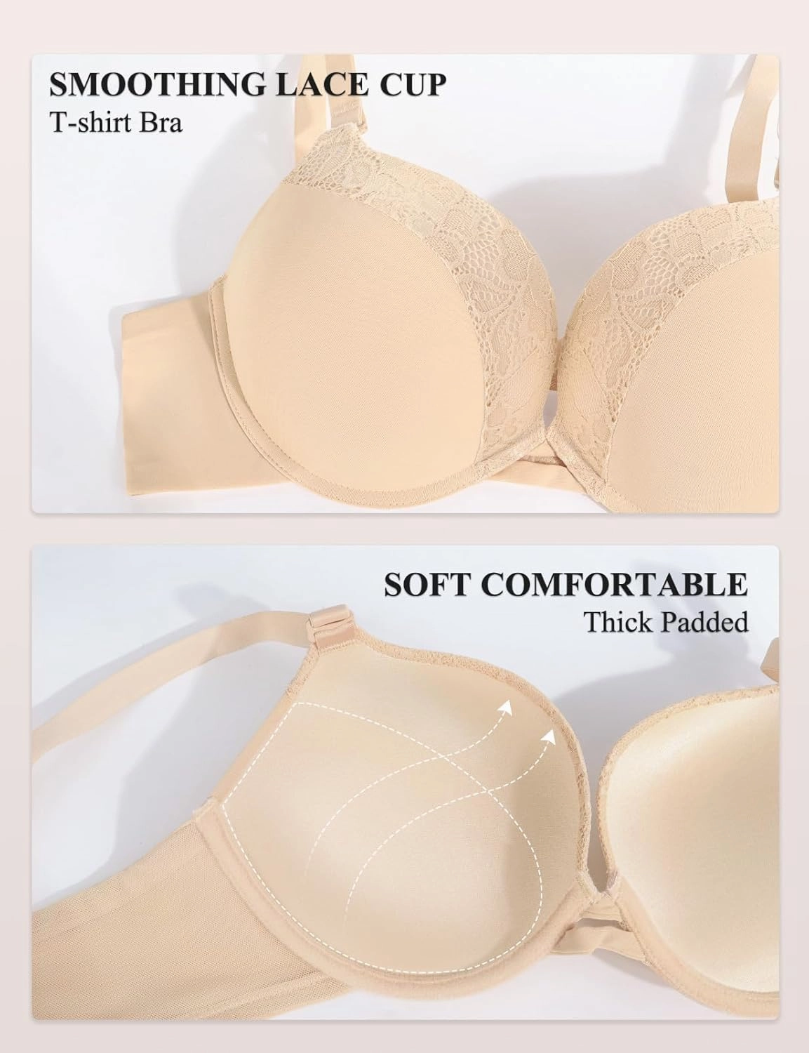 Women's Push Up Bra Add 2 Cup Sizes Super Deep V Plunge Padded Bra Comfort Support Underwire Back Smoothing Bras