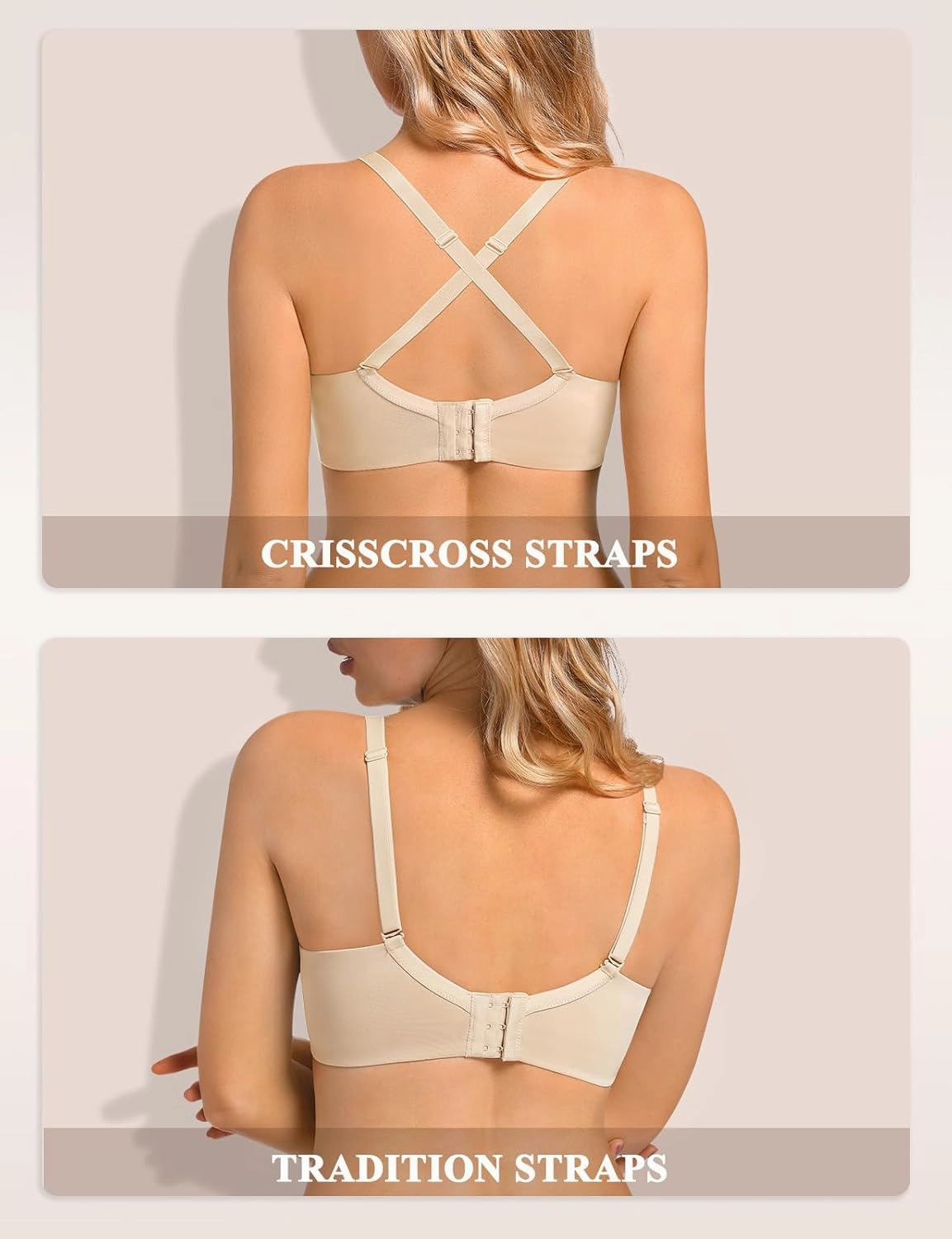 Women's Push Up Bra Add 2 Cup Sizes Super Deep V Plunge Padded Bra Comfort Support Underwire Back Smoothing Bras
