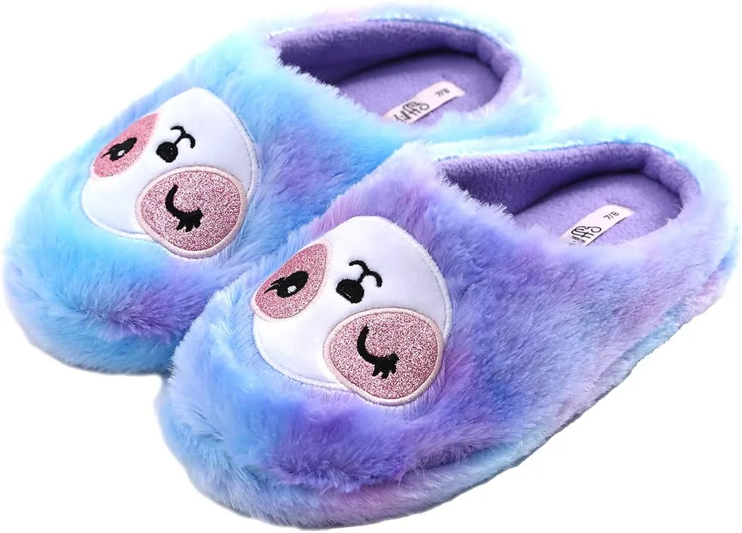 Womens Cozy Slippers for Girls & Kids - Fluffy Sloth Slippers for House