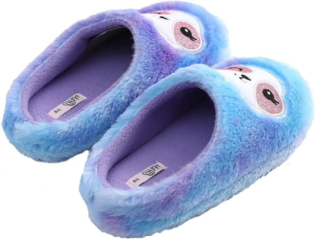 Womens Cozy Slippers for Girls & Kids - Fluffy Sloth Slippers for House
