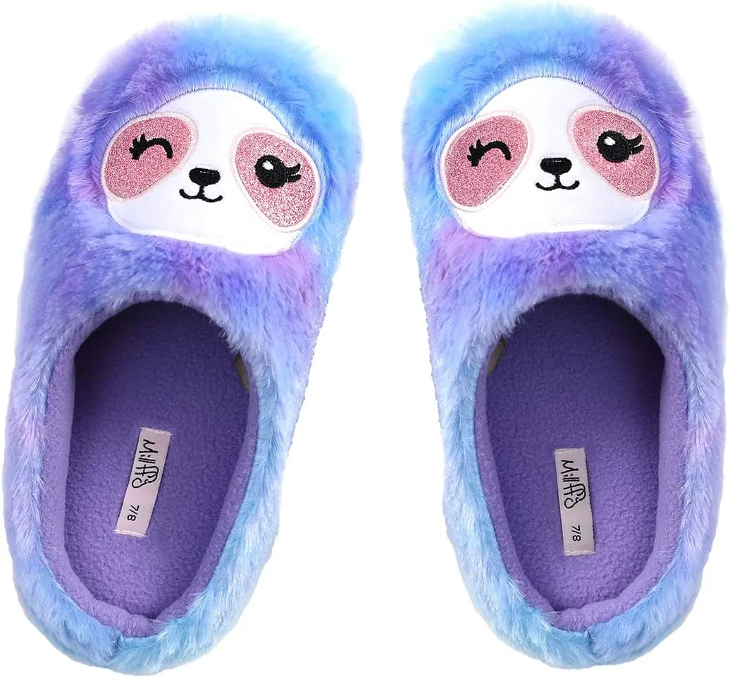 Womens Cozy Slippers for Girls & Kids - Fluffy Sloth Slippers for House