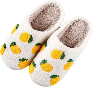 Women's Cute Retro Strawberry Cherry Slippers Valentine's Day Plush Soft Memory Foam House Home Shoes