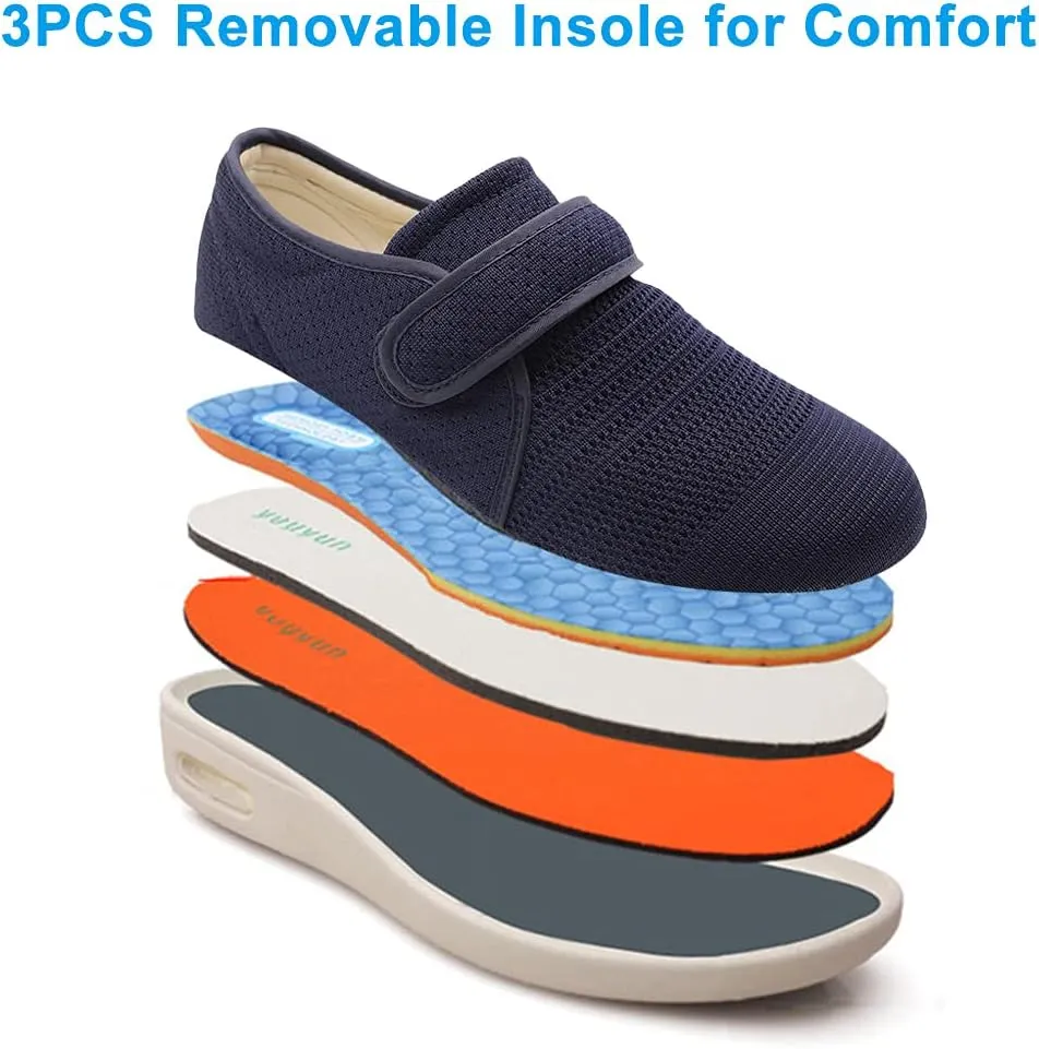 Womens Diabetic Walking Shoes Adjustable Outdoor Sneakers Recovery Easy On Off Strap Wide Width Slippers Comfort for Seniors Elderly Woman Swollen Feet, Edema, Foot Pain