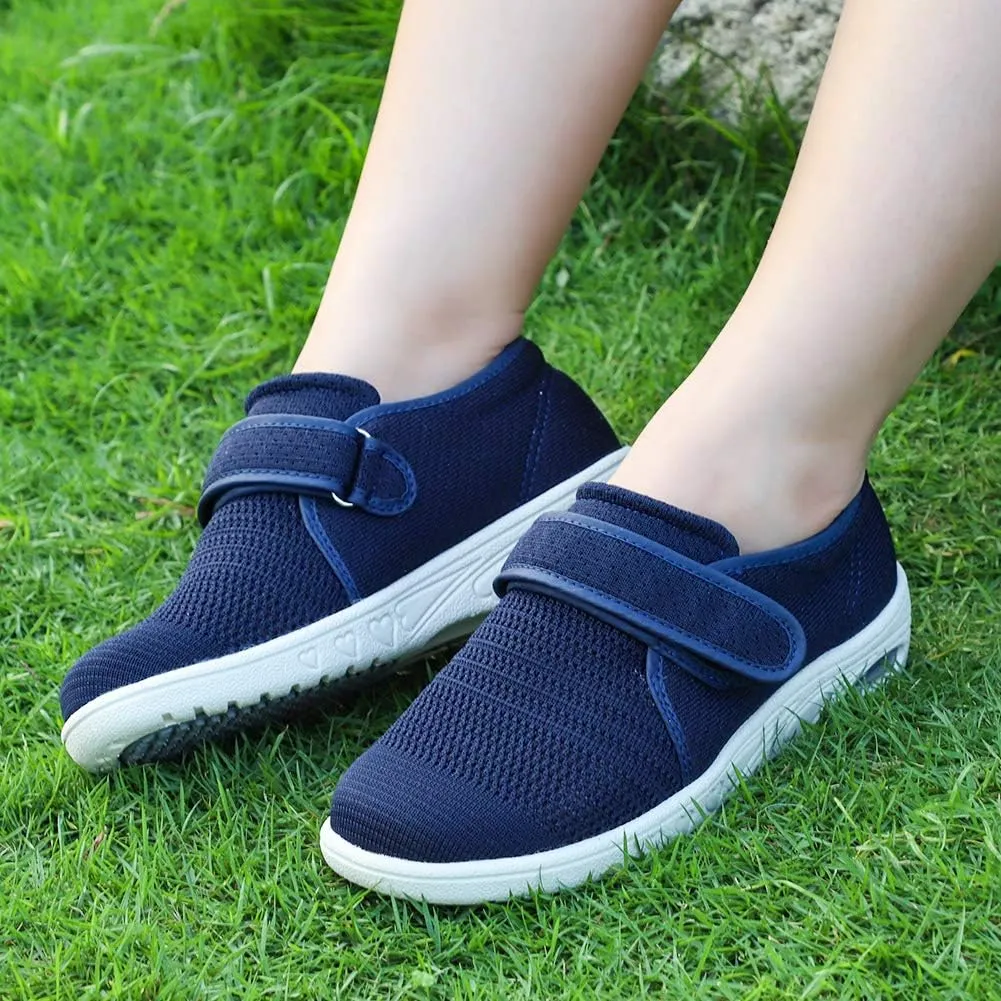 Womens Diabetic Walking Shoes Adjustable Outdoor Sneakers Recovery Easy On Off Strap Wide Width Slippers Comfort for Seniors Elderly Woman Swollen Feet, Edema, Foot Pain
