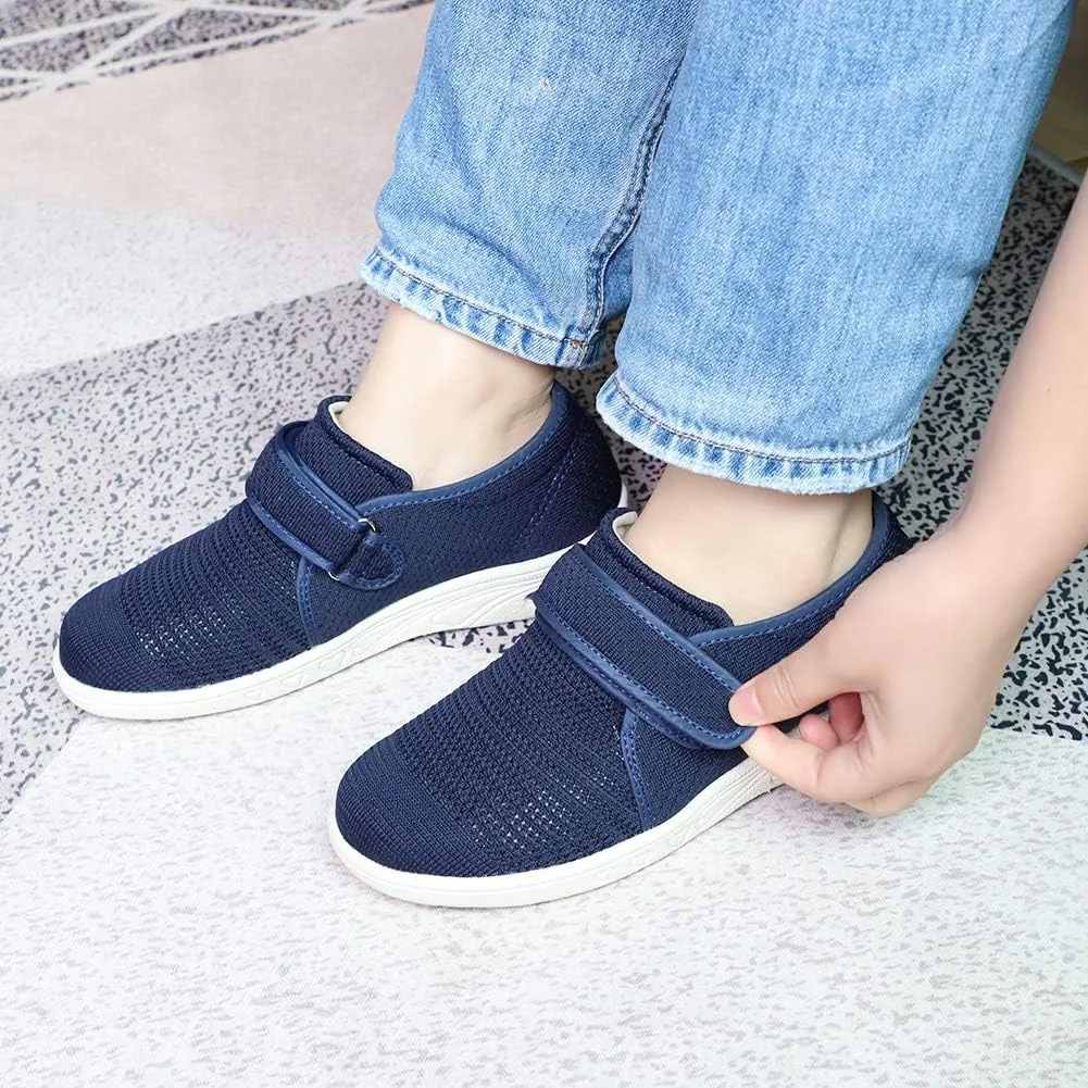 Womens Diabetic Walking Shoes Adjustable Outdoor Sneakers Recovery Easy On Off Strap Wide Width Slippers Comfort for Seniors Elderly Woman Swollen Feet, Edema, Foot Pain