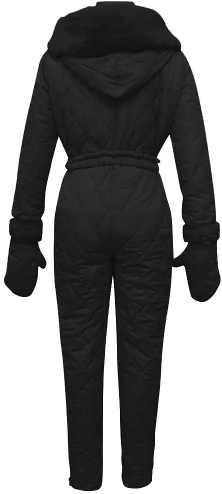 Womens One Piece Snowsuit Winter Onesie Warming Ski Suit Waterproof Insulated Snowsuit Ski Jumpsuit Outfits Skiwear