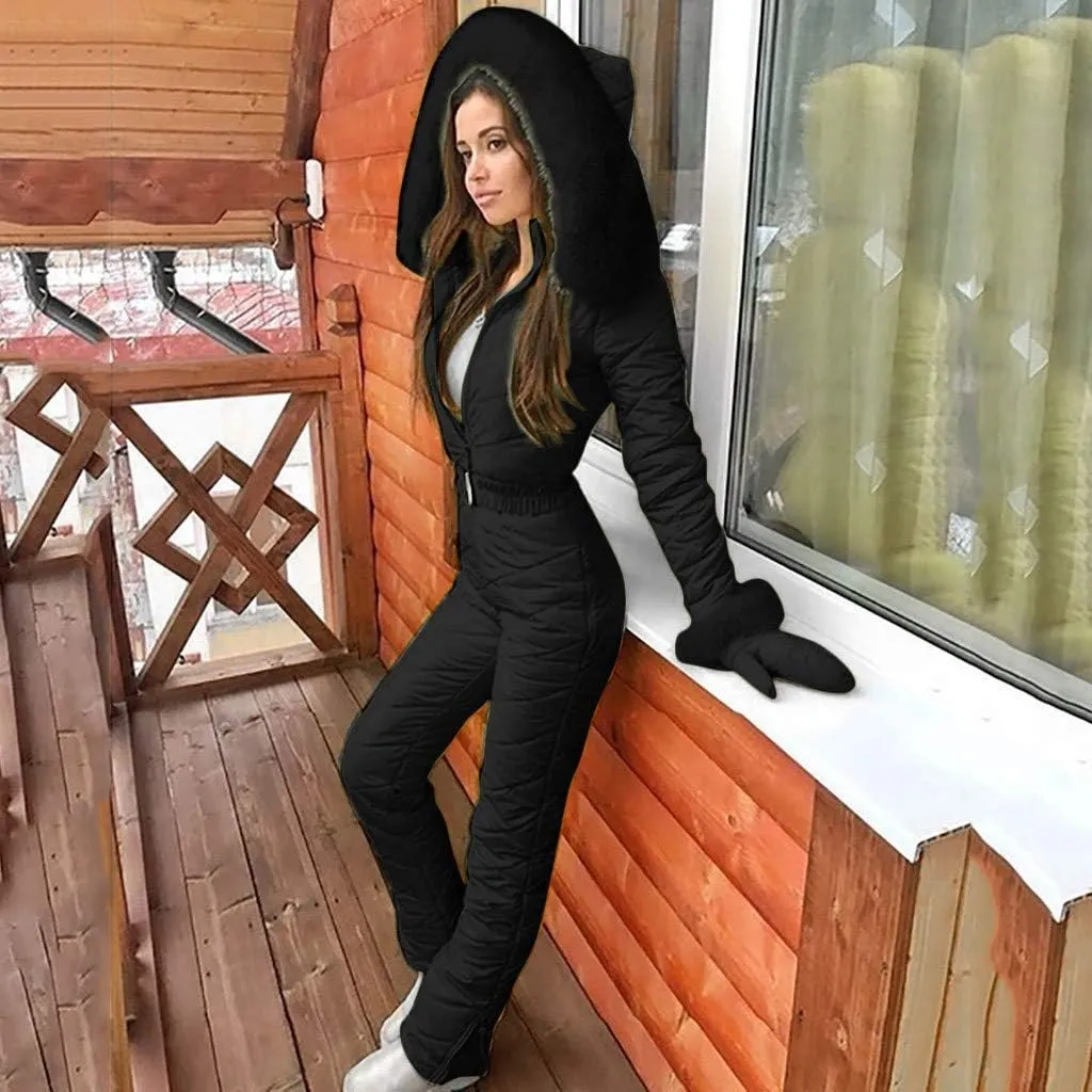 Womens One Piece Snowsuit Winter Onesie Warming Ski Suit Waterproof Insulated Snowsuit Ski Jumpsuit Outfits Skiwear