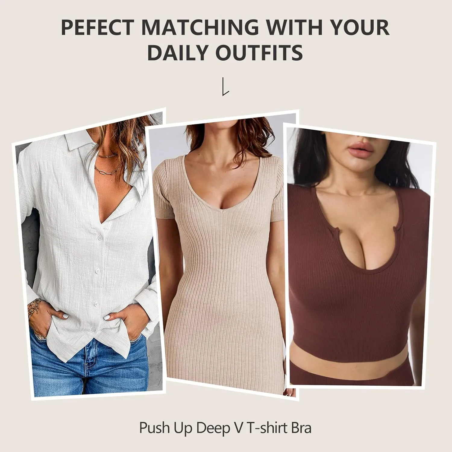 Women's Push Up Bra Add 2 Cup Sizes Super Deep V Plunge Padded Bra Comfort Support Underwire Back Smoothing Bras