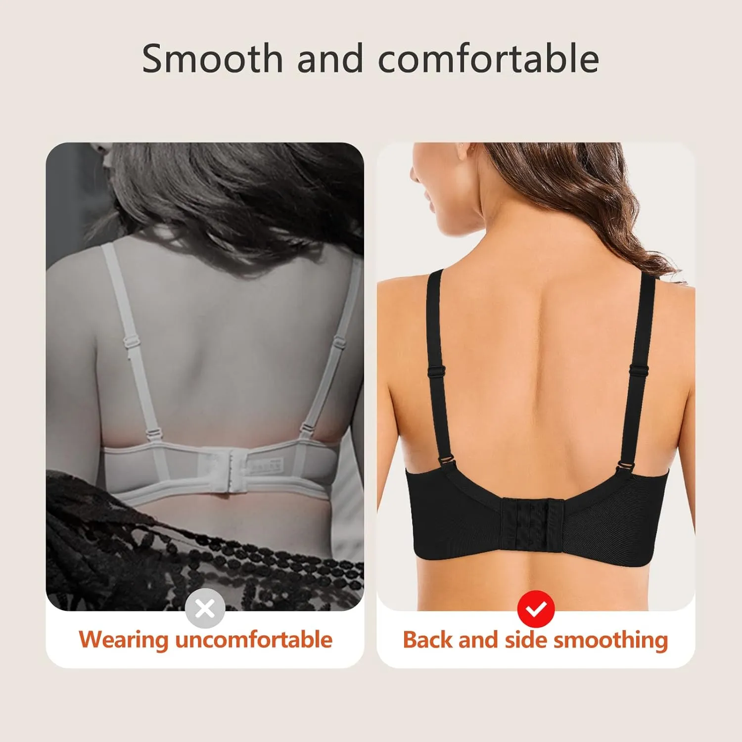 Women's Push Up Bra Add 2 Cup Sizes Super Deep V Plunge Padded Bra Comfort Support Underwire Back Smoothing Bras