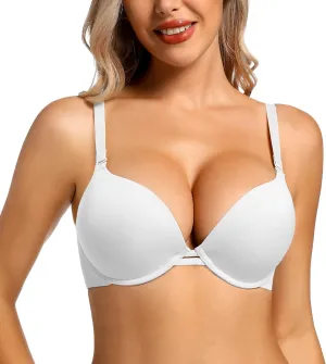 Women's Push Up Bra Add 2 Cup Sizes Super Deep V Plunge Padded Bra Comfort Support Underwire Back Smoothing Bras