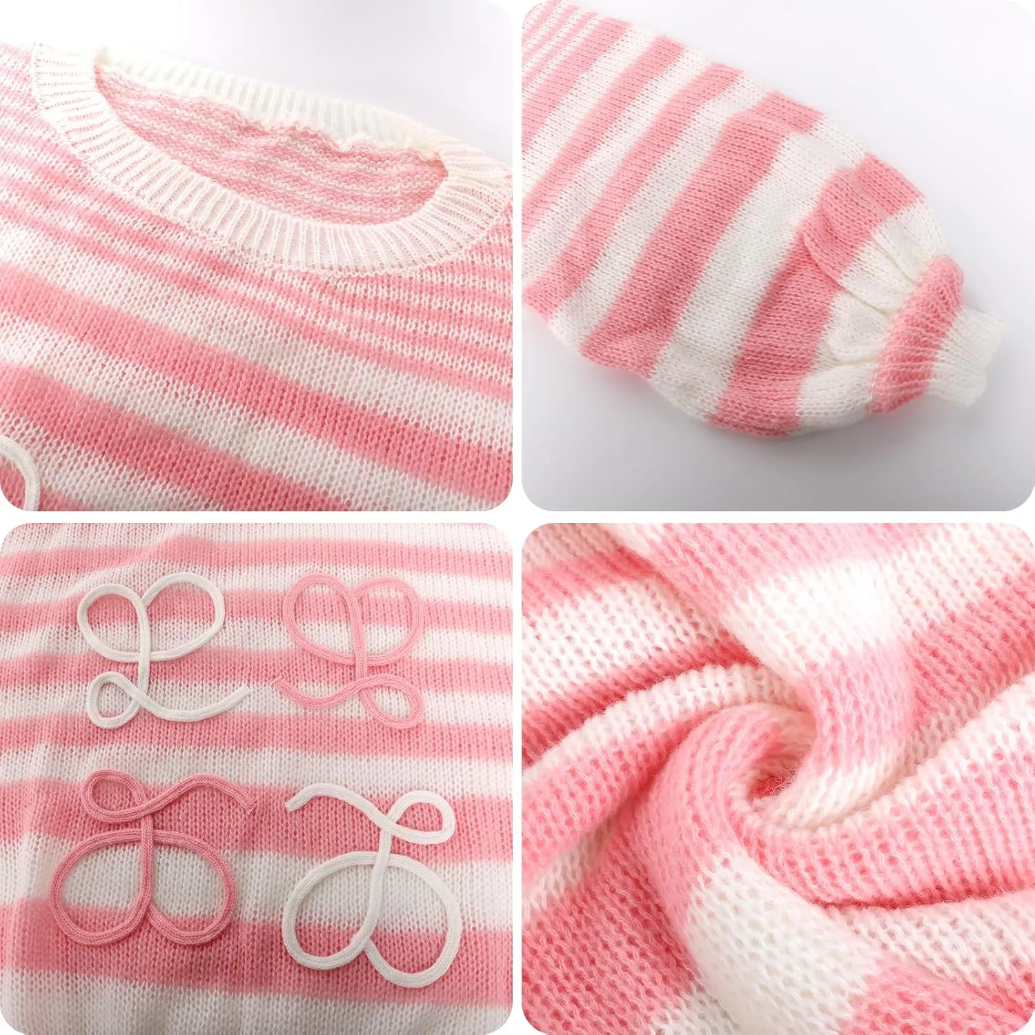 Women's Rainbow Striped Fluffy Sweater Pullover Oversized Long Sleeve Fall Casual Loose Chunky Knit Jumpers Tops