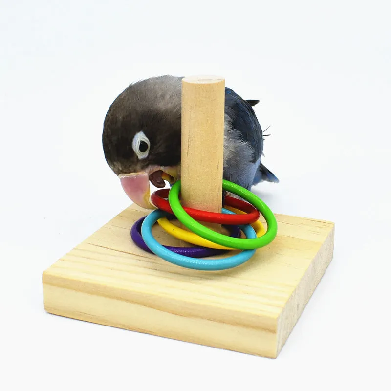 Wooden and Acrylic Ring Toy for Parrots