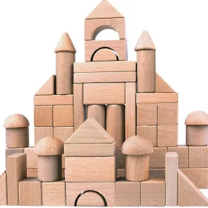 Wooden Building Blocks Set for Kids - Stacker Stacking Game Construction Toys Set Preschool Colorful Learning Educational Toys - Geometry Wooden Blocks for 3  Year Old Boys & Girls