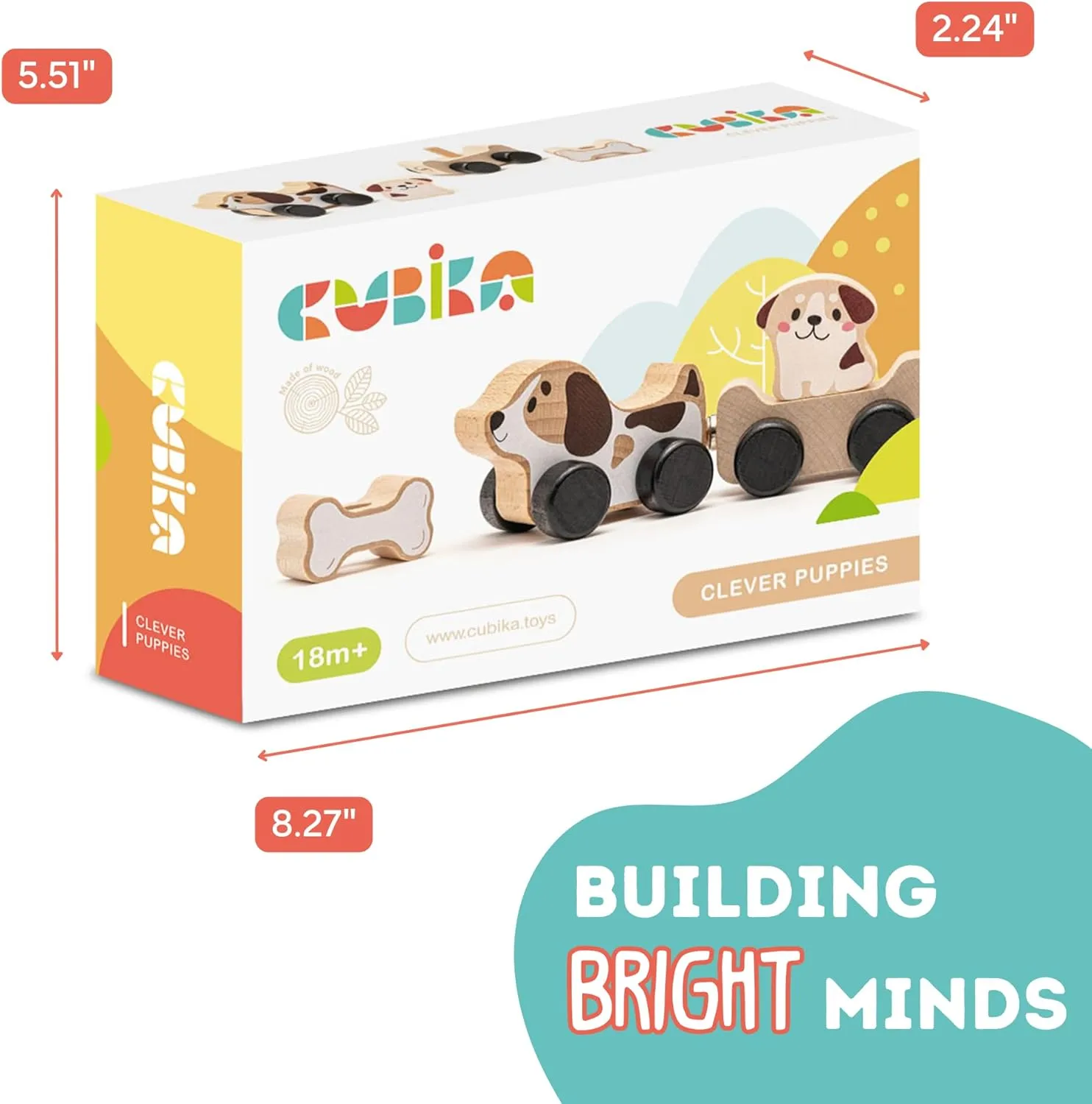 Wooden Clever Puppies Train Toy – Magnetic Dog-Themed Wood Toy Playset for Toddlers 18 Months  – Montessori Toy for Fine Motor Skills and Imaginative Play