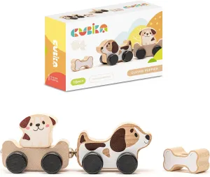 Wooden Clever Puppies Train Toy – Magnetic Dog-Themed Wood Toy Playset for Toddlers 18 Months  – Montessori Toy for Fine Motor Skills and Imaginative Play