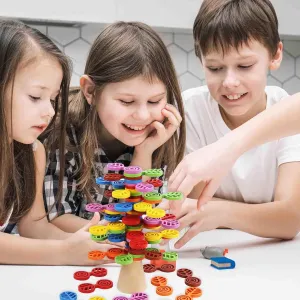 Wooden Colorful Stacking Tree Toy, Building Blocks for Kids Boys and Girls, 56 PCs Wood Balancing Blocks Montessori Toy Gift for Kids Age 3 
