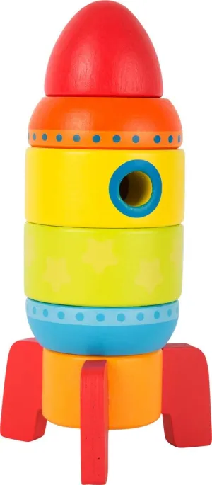 Wooden Toys Colorful Rocket Shaped Stacking Toys, Six Plug-in Parts Promote The Fine Motor Skills Designed for Children 12  Months
