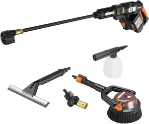 WORX WG644 40V Power Share Hydroshot Portable Power Cleaner (2x20V Batteries) with Hydroshot Deluxe Cleaning Accessory Kit, Black