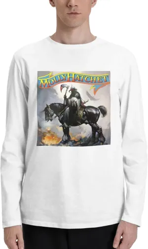 XENITE Molly Music and Hatchet Men's Long Sleeve Crewneck T-Shirts Base Layer Shirt Gym Athletic Tee Black