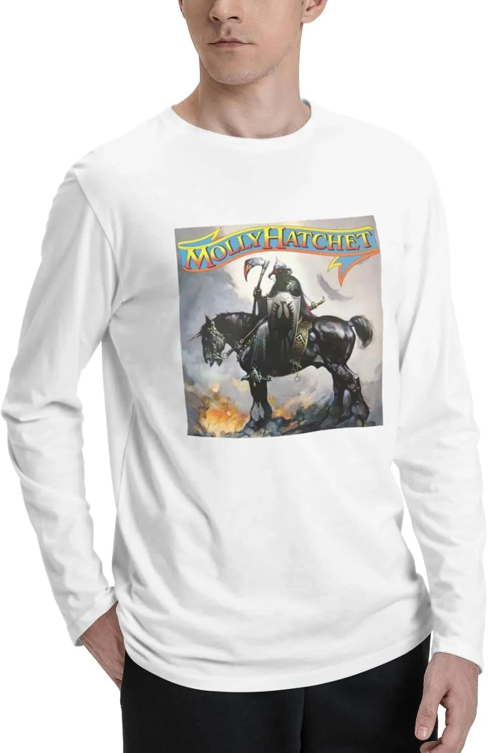 XENITE Molly Music and Hatchet Men's Long Sleeve Crewneck T-Shirts Base Layer Shirt Gym Athletic Tee Black