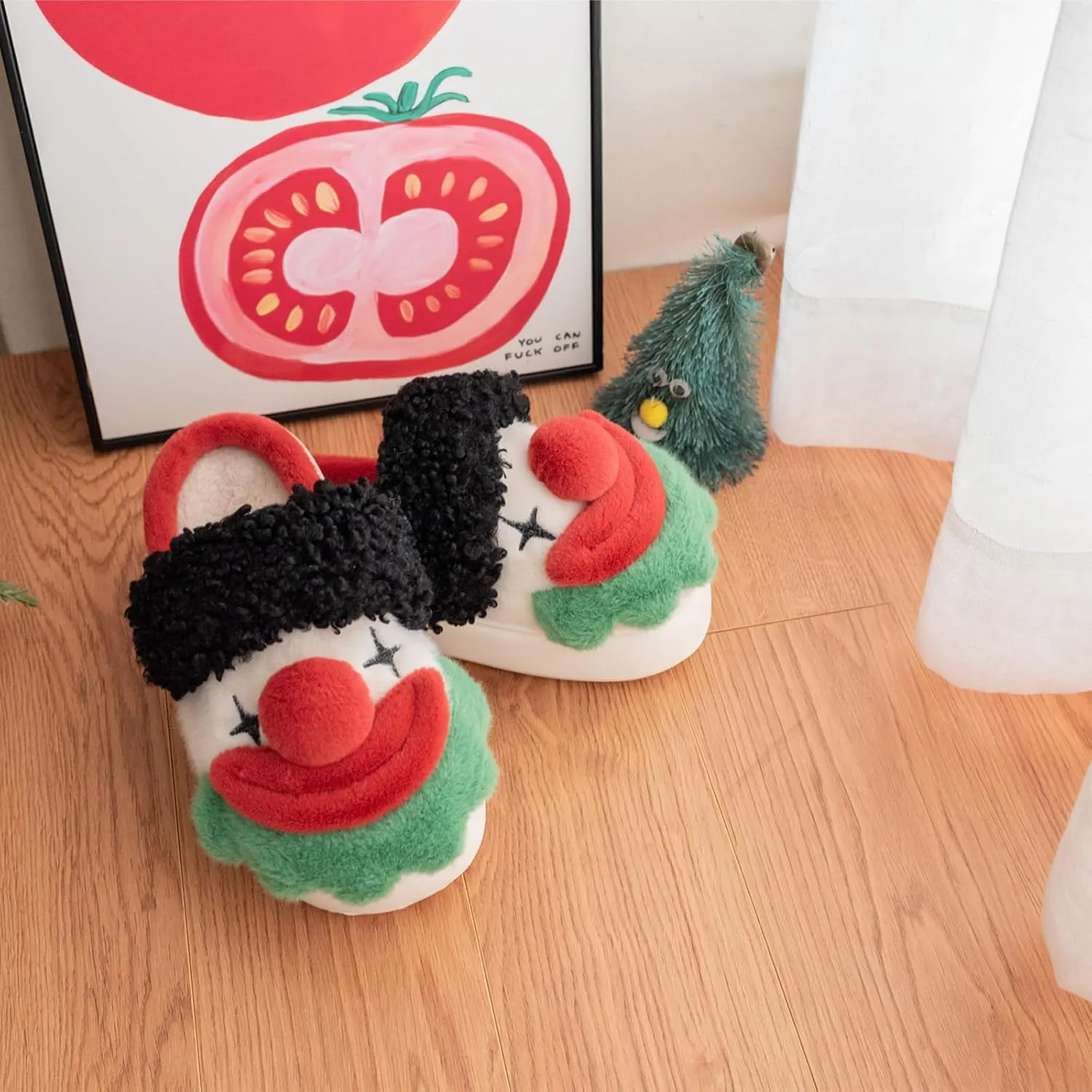 XIXITIAO Slippers For Women,Cow Slippers,Womens Fuzzy Slippers,Cute Animal Cartoon Fluffy Plush House Slippers For Women Men Indoor