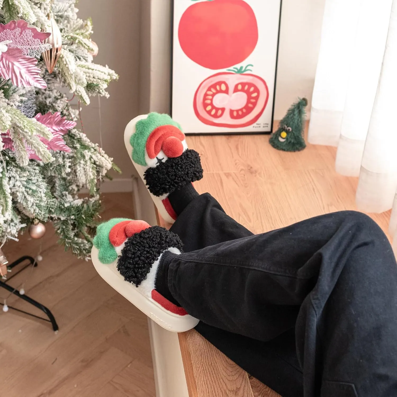XIXITIAO Slippers For Women,Cow Slippers,Womens Fuzzy Slippers,Cute Animal Cartoon Fluffy Plush House Slippers For Women Men Indoor