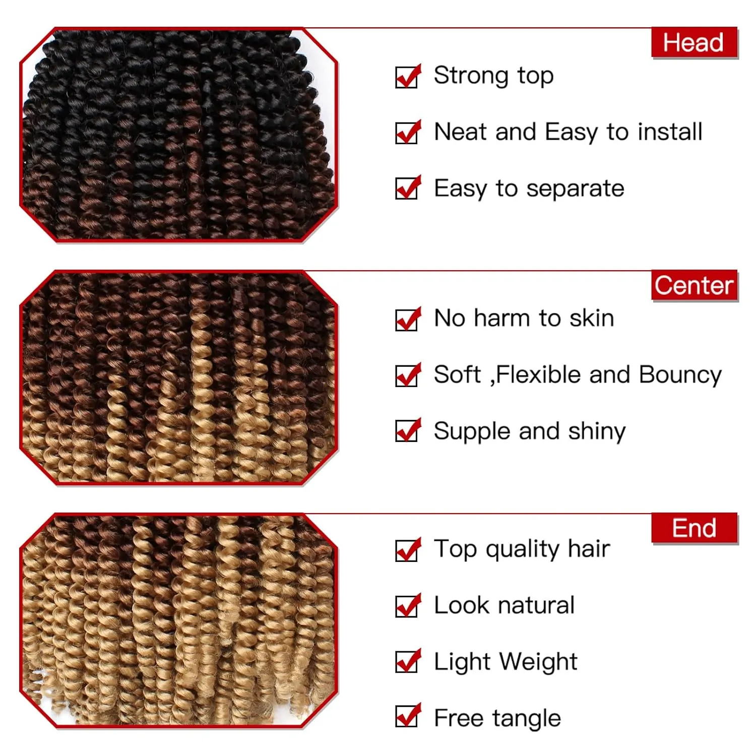 Xtrend 10 Inch 6 Packs Spring Twist Hair For Butterfly Faux Locks Crochet Braiding Hair Synthetic Fluffy Hair Extension For Women (1B/30/27#)