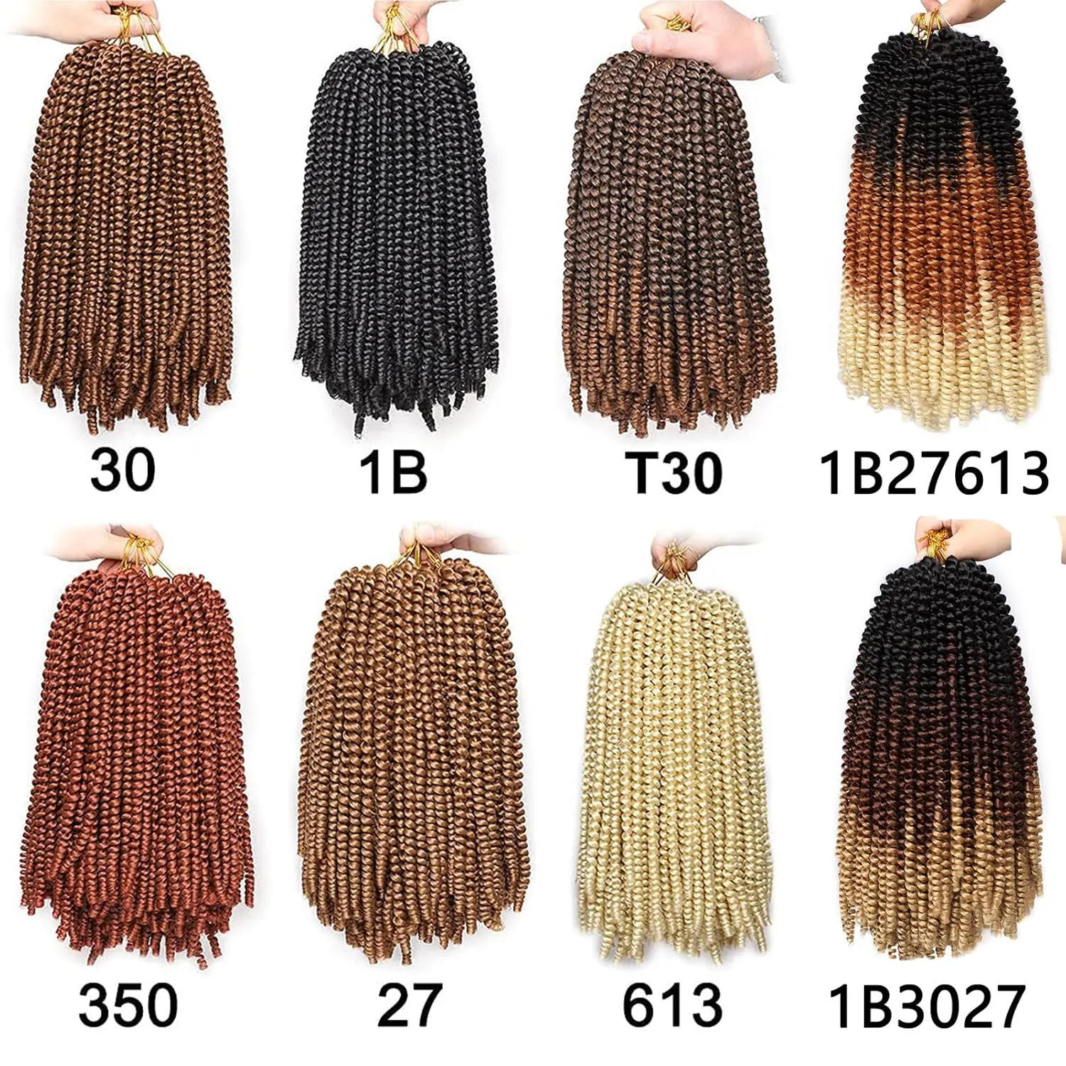 Xtrend 10 Inch 6 Packs Spring Twist Hair For Butterfly Faux Locks Crochet Braiding Hair Synthetic Fluffy Hair Extension For Women (1B/30/27#)