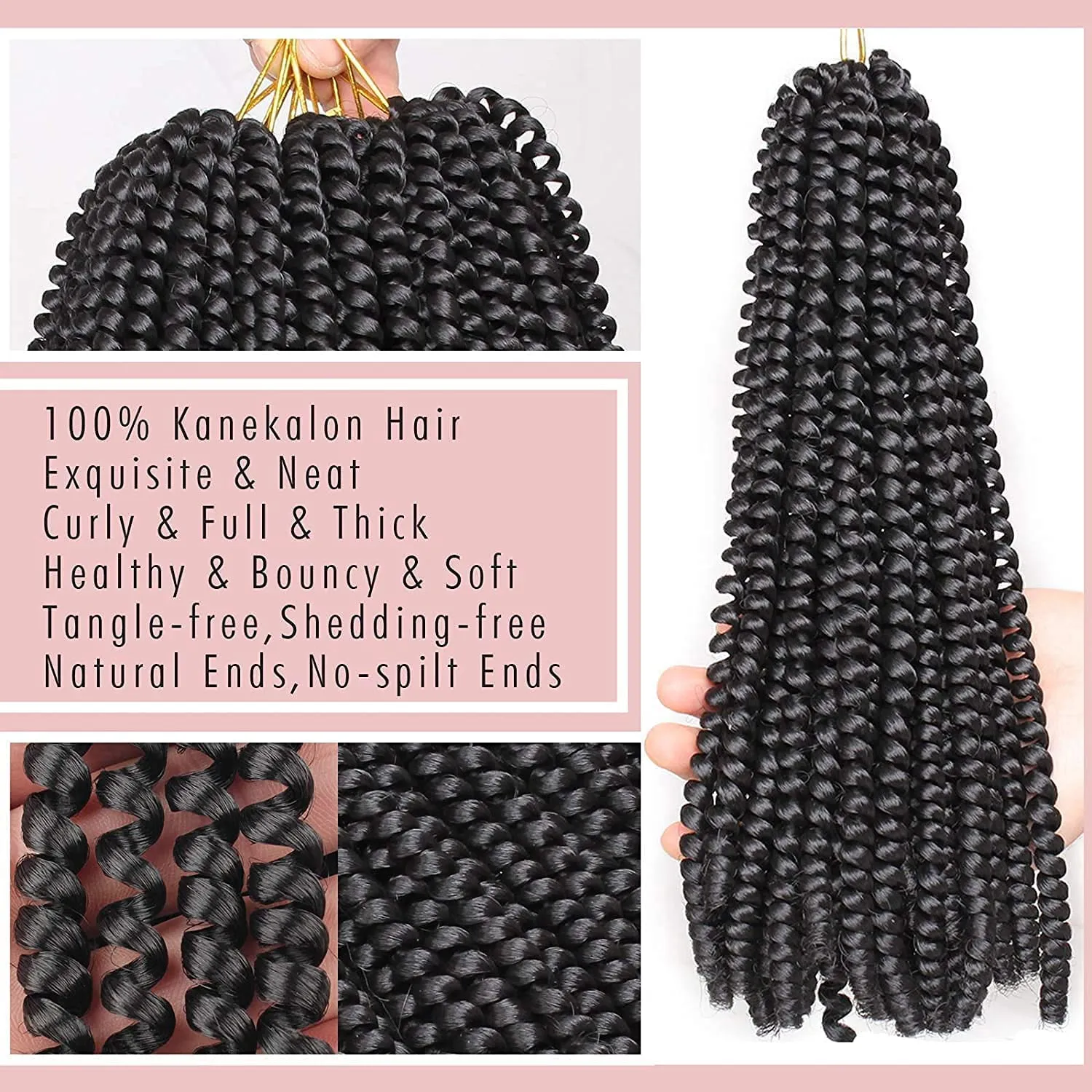 Xtrend 10 Inch 6 Packs Spring Twist Hair For Butterfly Faux Locks Crochet Braiding Hair Synthetic Fluffy Hair Extension For Women (1B/30/27#)