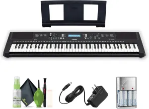 Yamaha PSR-EW310 76-Key Touch Sensitive Portable Keyboard with PA130 Power Adapter Bundle With AA Rechargeable Batteries and Cleaning Kit