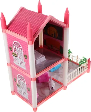 Yardwe 1 Set Dollhouse Kit for Miniature Princess Castle Playhouse with Rooms Terrace Includes Dollhouse Furniture Set Engaging Play for Travel and Organization