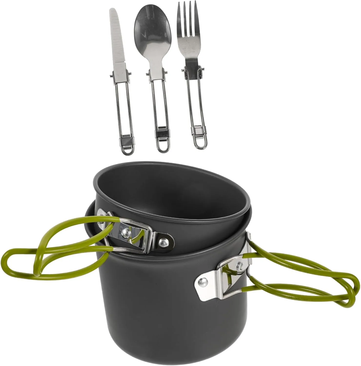 Yardwe 2-pc Set Camping Cookware Portable Rice Cooker Lightweight Aluminum Pot Set Outdoor Cooking Pans for Camping Hiking Travel