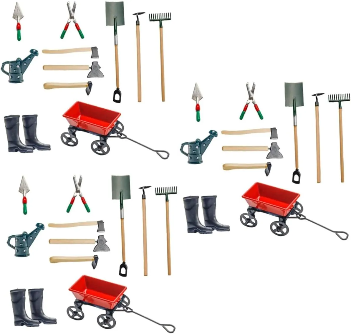 Yardwe 3sets Miniature Gardening Tools Scale Dollhouse Accessories Gardening Tools Watering Cans Boots for Miniature Decor and Crafts