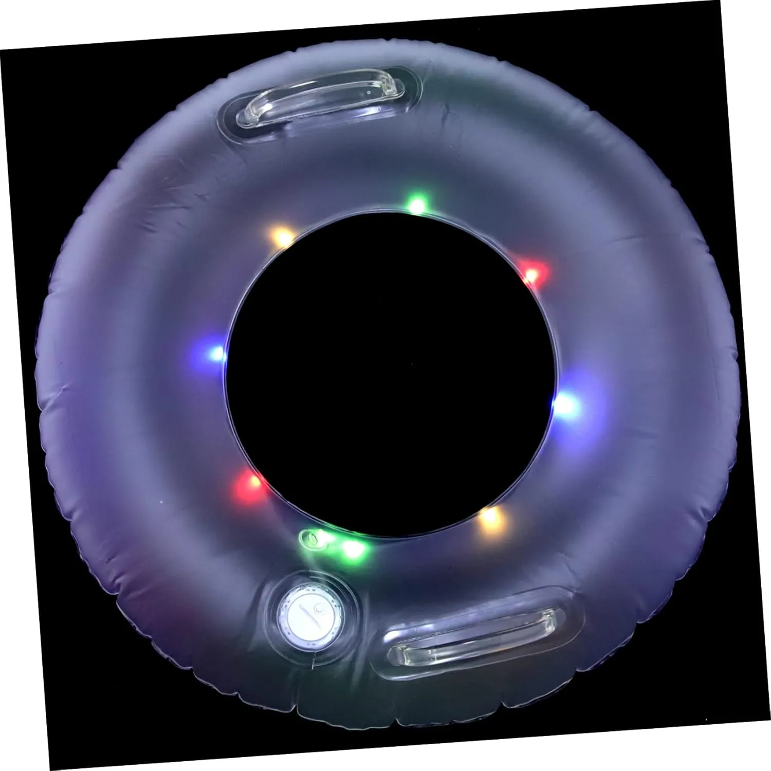 Yardwe Luminous Swim Ring Inflatable Pool Tube Toy for Adults Boys and Girls PVC Led Floating Ring