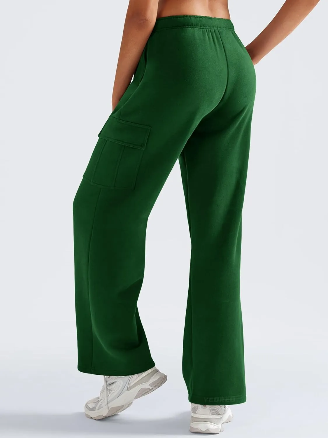 YEOREO Sweatpants Womens Cargo Pants Fleece Lined Wide Leg Joggers Baggy Drawstring Nairi Sweat Pants with Pockets
