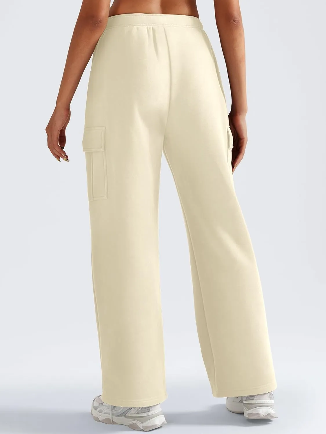 YEOREO Sweatpants Womens Cargo Pants Fleece Lined Wide Leg Joggers Baggy Drawstring Nairi Sweat Pants with Pockets