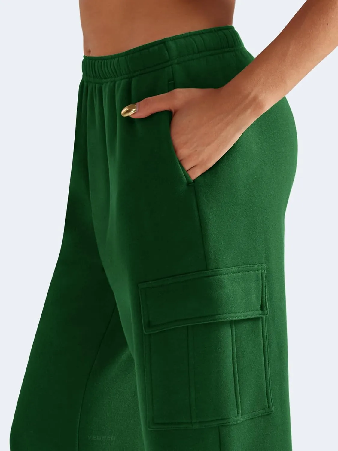 YEOREO Sweatpants Womens Cargo Pants Fleece Lined Wide Leg Joggers Baggy Drawstring Nairi Sweat Pants with Pockets